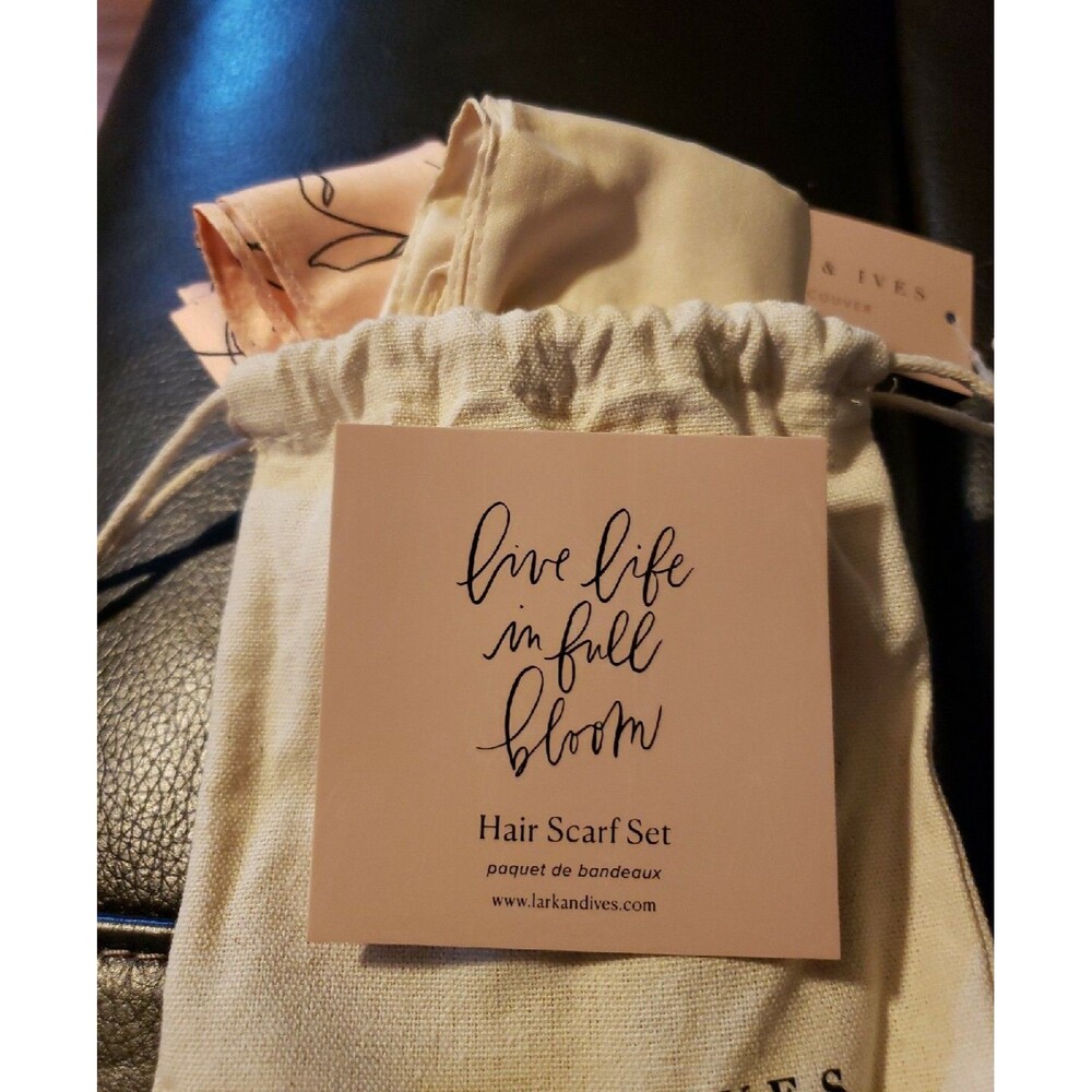 Lark & Ives Hair Scarf Set/Bundle Set Of 2 Scarves NEW Pink/Ivory Free Ship NWT